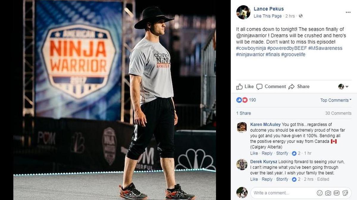 Lance Pekus, an “American Ninja Warrior” competitor from Idaho, posted a competition photo to his official Facebook page on Monday morning. He’ll appear in the show’s season finale on Sept. 18 at 7 p.m. Mountain Time.