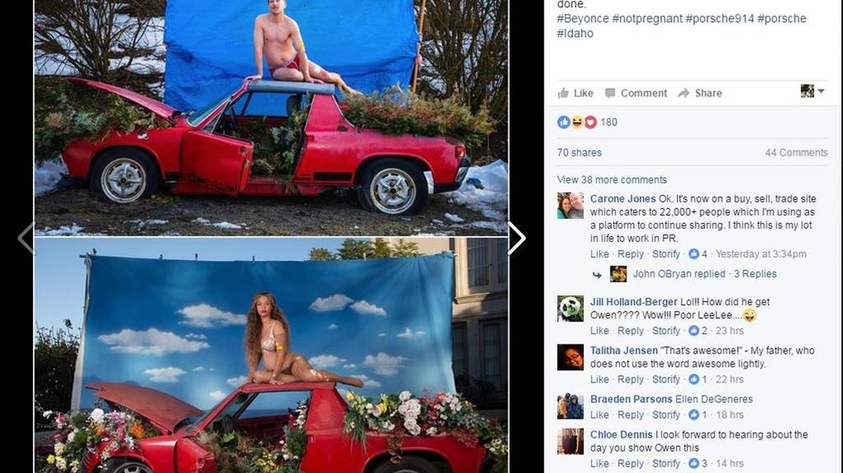 Moscow resident Christian O’Bryan’s parody photo of Beyonce’s pregnancy announcement has earned him quite a bit of attention.
