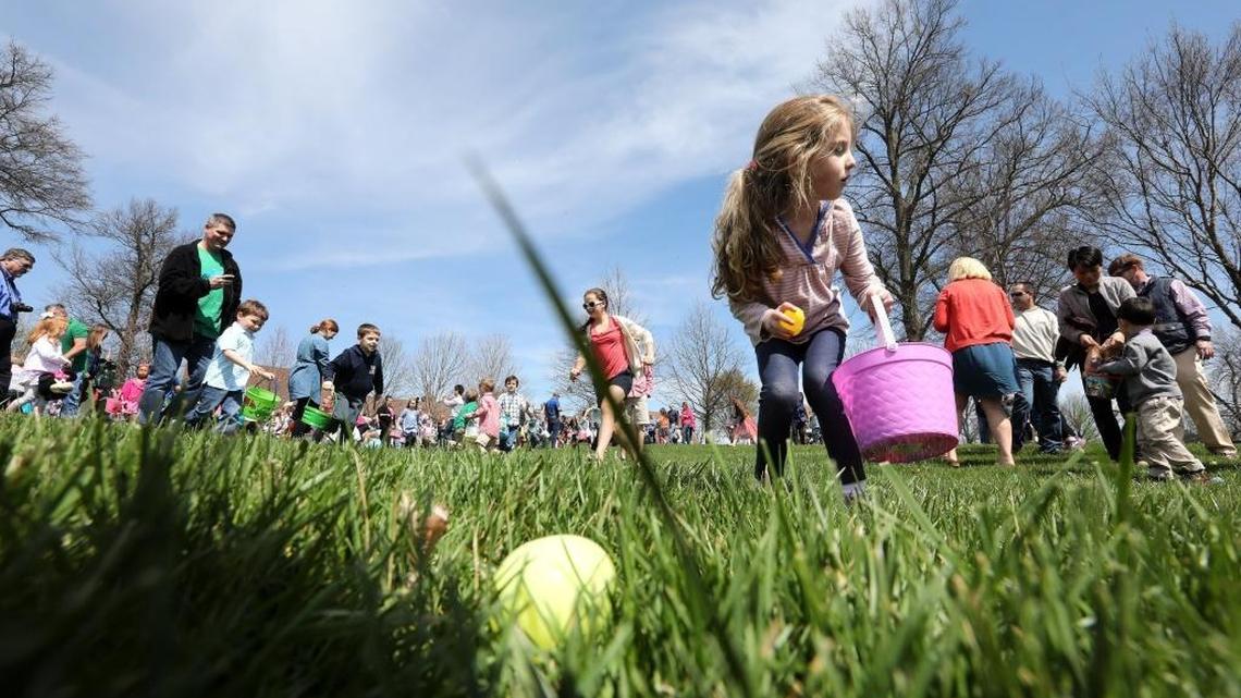 Meet the Easter Bunny and hit several community egg hunts on Saturday, April 15.