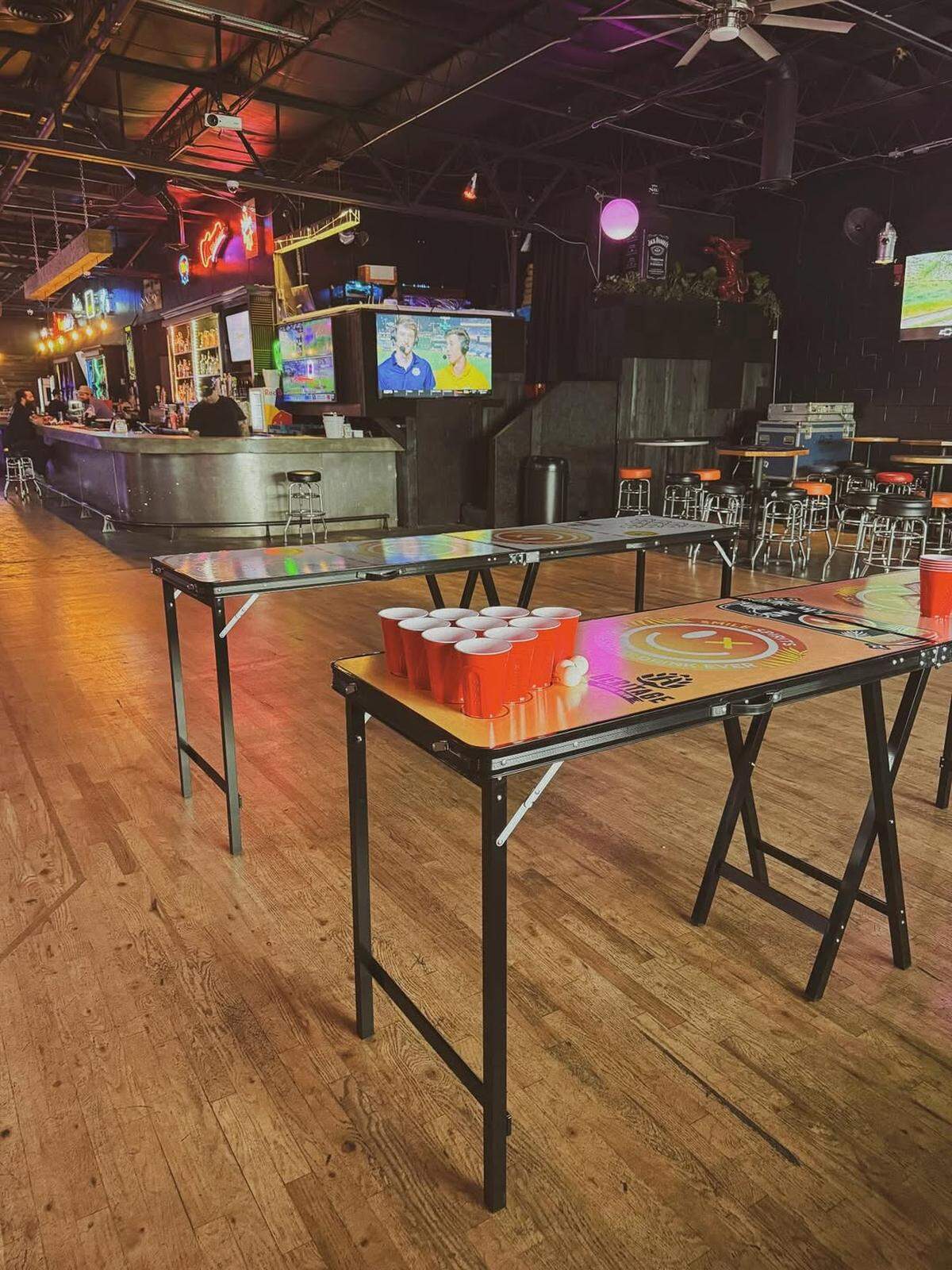 Beer pong was among the entertainment patrons found at Heritage Social Club.
