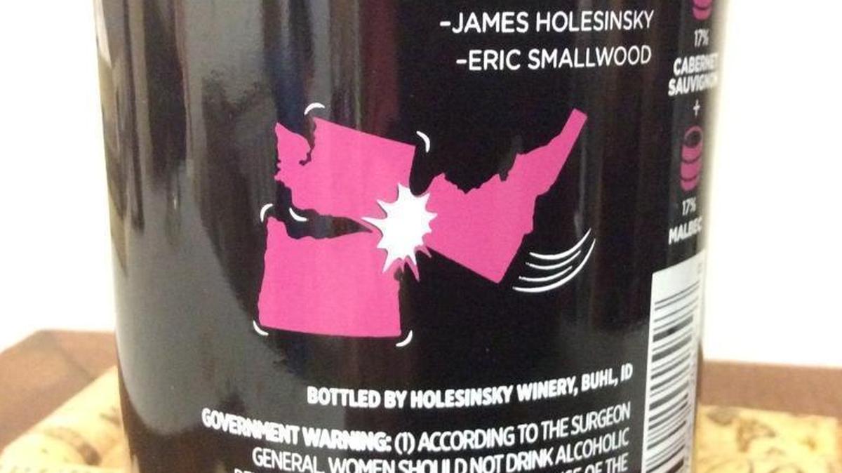 The rear label of Idawine has a bold, fun graphic. The wine is new from Holesinsky Vineyard and Winery in Buhl.