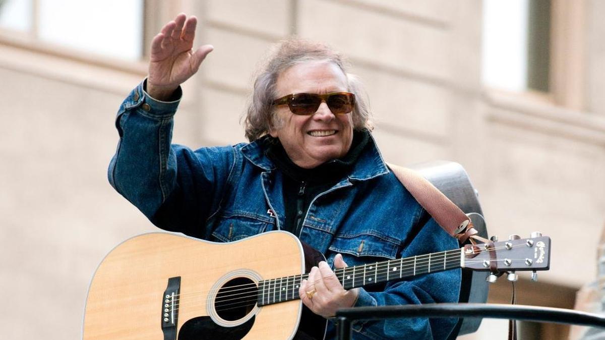 In this Nov. 22, 2012 file photo, Don McLean rides a float in the Macy's Thanksgiving Day Parade in New York.