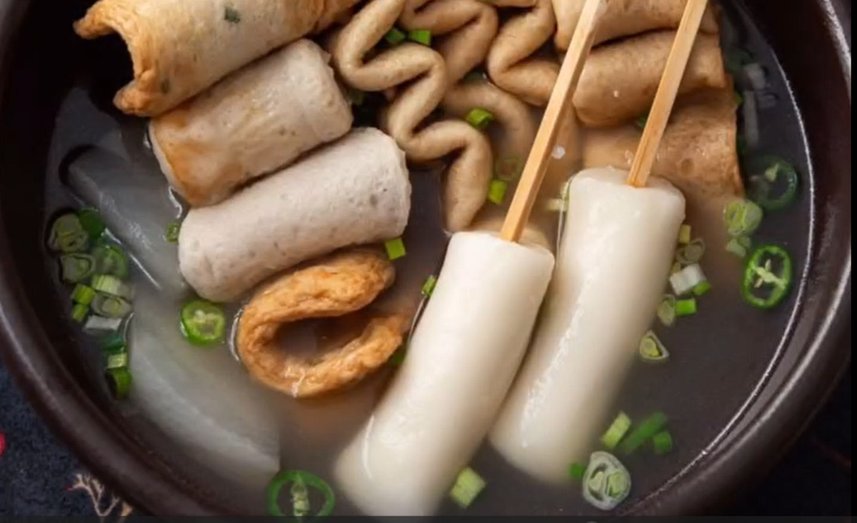 Korean fish cake soup is one of the menu items being teased at the soon-to-open Koco Bell Express.