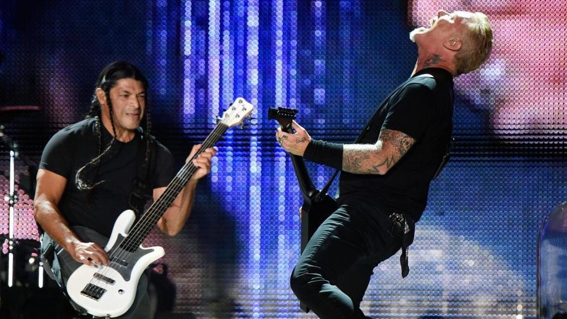 Metallica's members — including Robert Trujillo, left, and James Hetfield — released a video this week accepting a Boise radio personality's #MetallicaDiet Challenge. The group will perform Nov. 28 at Taco Bell Arena in Boise.