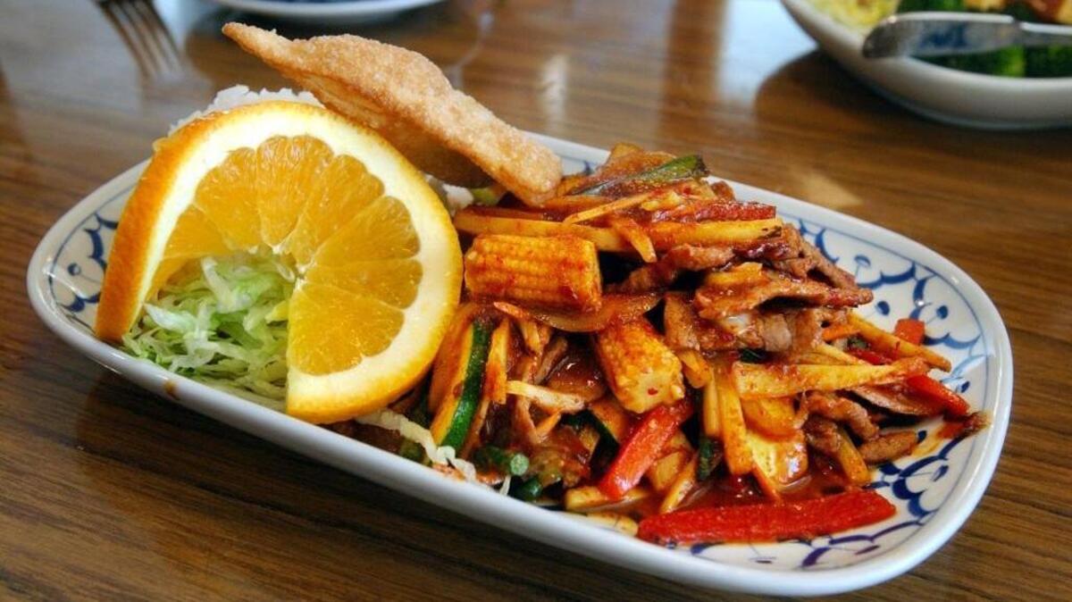 Pad Prik King ($9.50), a mix of spicy beef and vegetables at Pad Thai House.