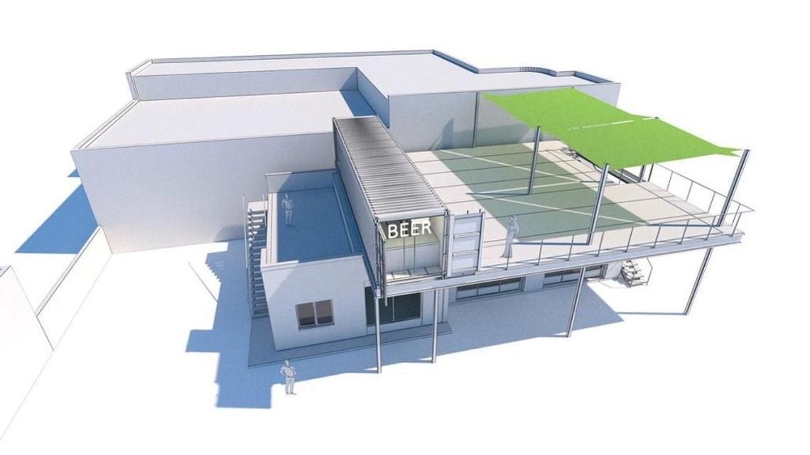 Plans for a rooftop patio at PreFunk in Boise include a bar housed inside a shipping container. PreFunk founder Justin Flynn says he also envisions another large container on the roof to provide covered seating.