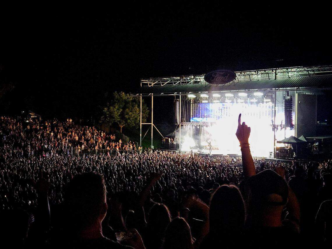 Fans cheer at the Dierks Bentley concert at the Ford Idaho Center Ampitheater in Nampa.