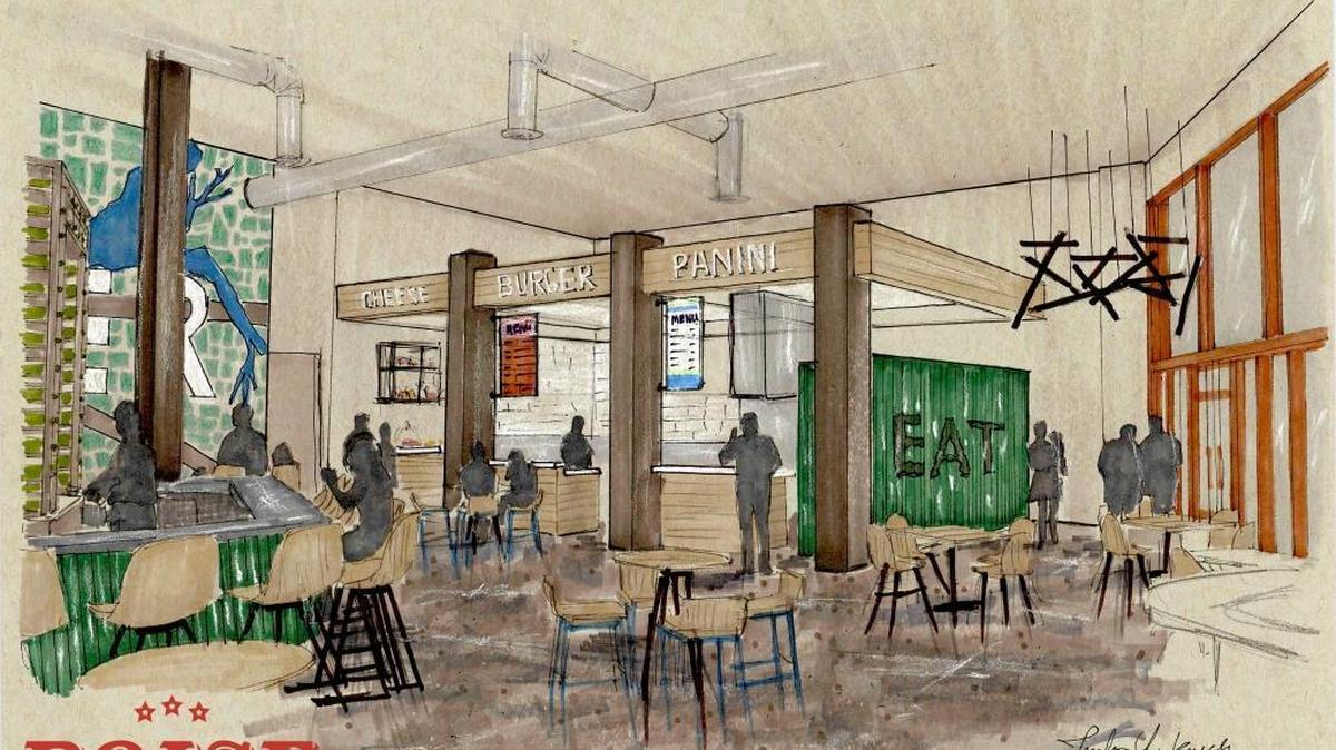 A rendering of the new public marketplace coming to the Boise Spectrum.