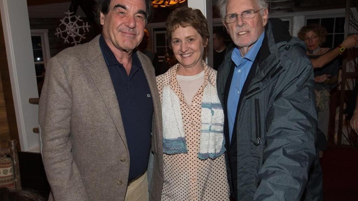 Academy Award winners Oliver Stone, Melissa Leo and Academy Award nominee Bruce Dern at the fifth annual Sun Valley Film Festival Lifetime Vision Award dinner, which honored Oliver Stone.