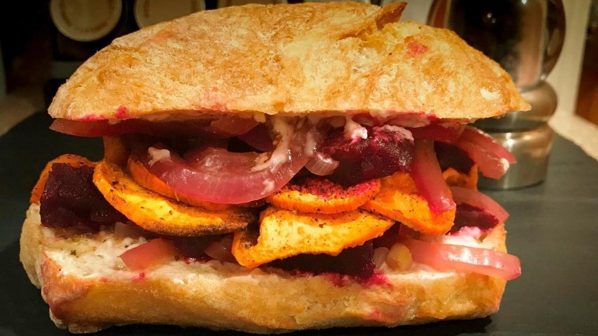 From the test kitchen: The Yam & Cheese ($8) is roasted yams, beets, pickled onions, cream cheese and sumac vinaigrette. It will come with a choice of side: mixed-green salad served with a lemon vinaigrette, chips or savory oats. What are savory oats? “Steel oats made with vegetable stock instead of water,” co-owner Jasson Parra explains. “We will add parmesan cheese and porcini mushrooms. They eat like a risotto. It’s pretty amazing.”