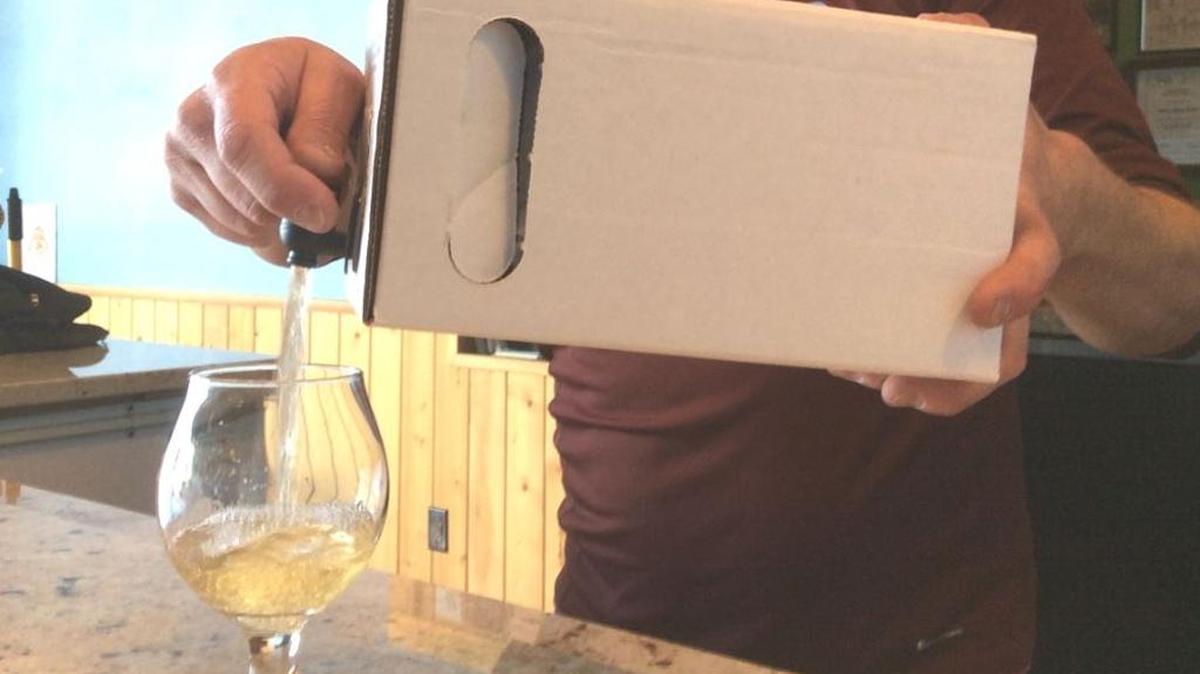 Tip, press, let it flow. At Longdrop Cider Co., a bag-in-box format is being tested with consumers.