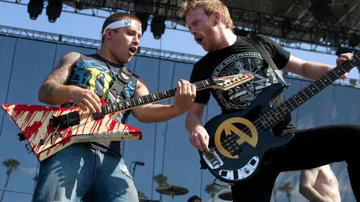 Guitarist Dan Jacobs and bassist Marc McKnight of Atreyu.