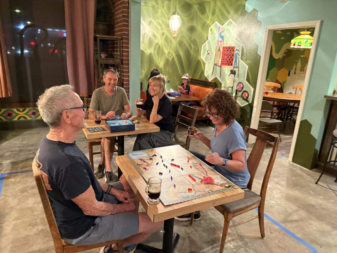 If you don’t have time to finish your game, Chits & Chats will photograph it and reassemble it how you left it the next time you visit.