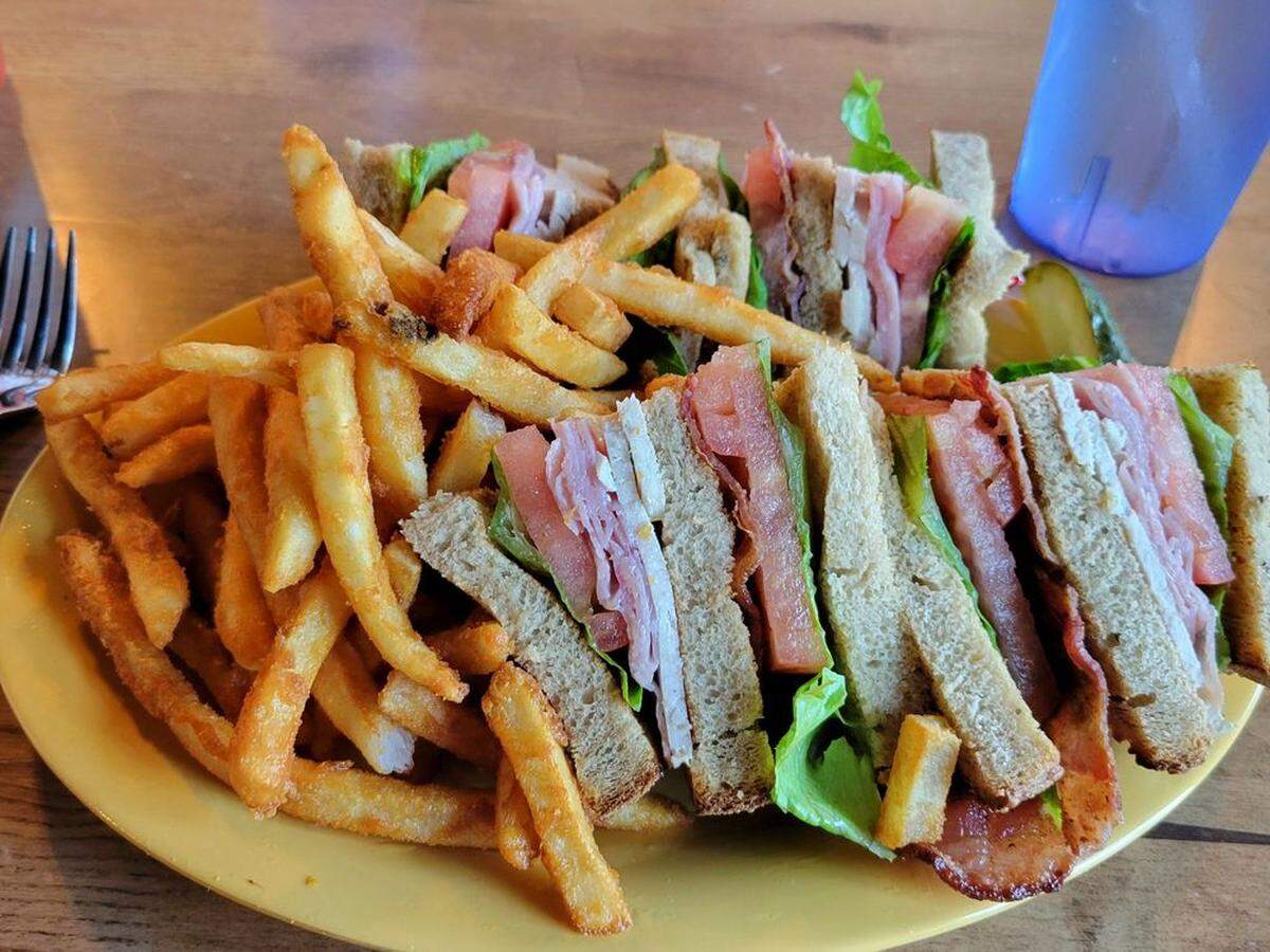 The Club ($14.95) is one of several sandwich options. A triple decker, it includes ham, bacon, turkey, lettuce, tomato and mayonnaise.
