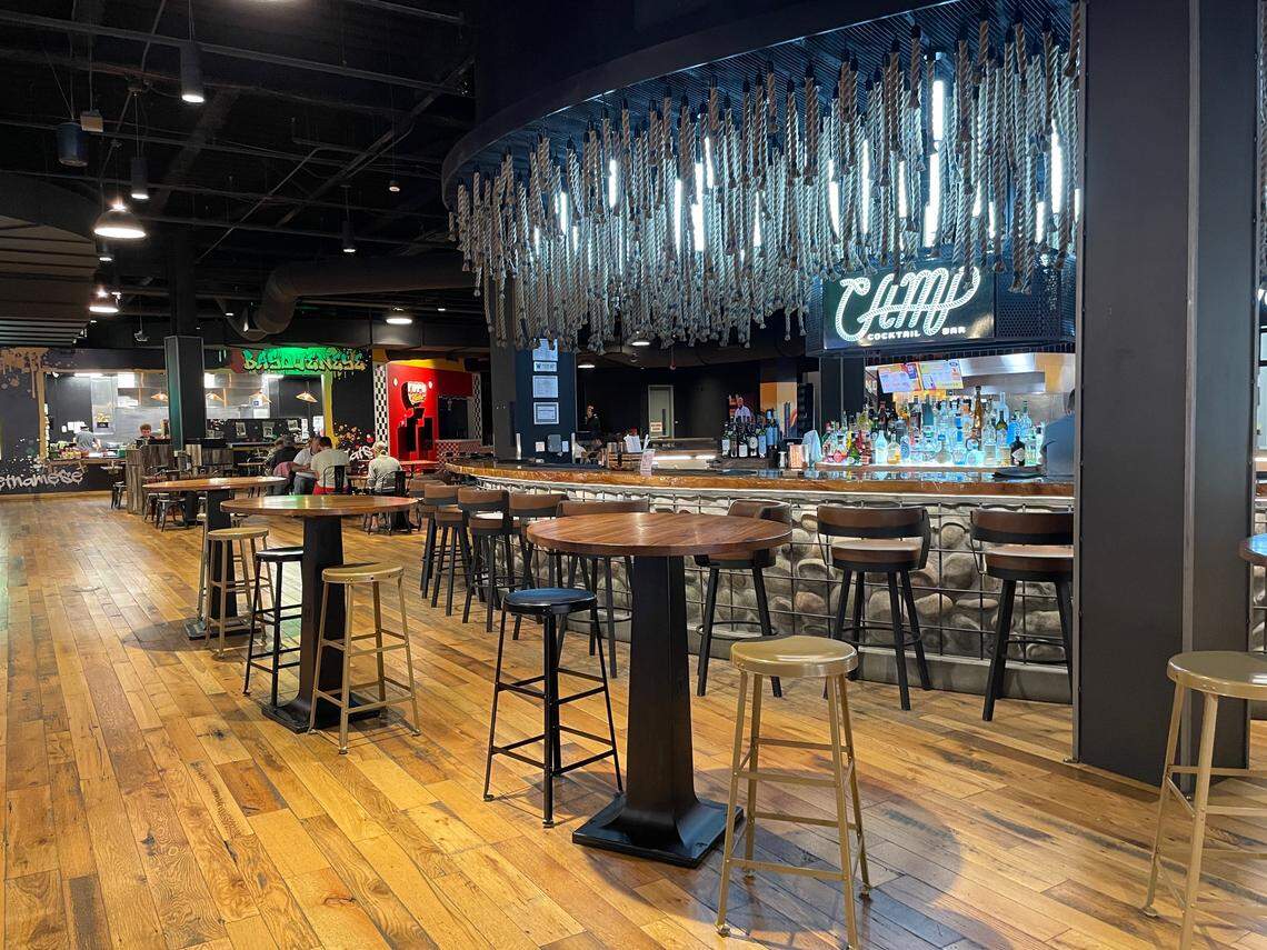 The Warehouse Food Hall typically offers a dozen or more food-and-drink options.