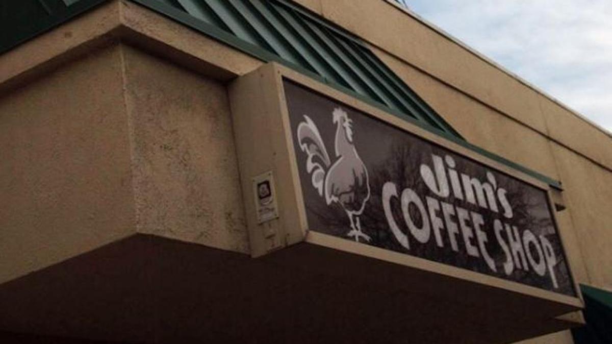 The former sign at Jim’s Coffee Shop, which recently closed.