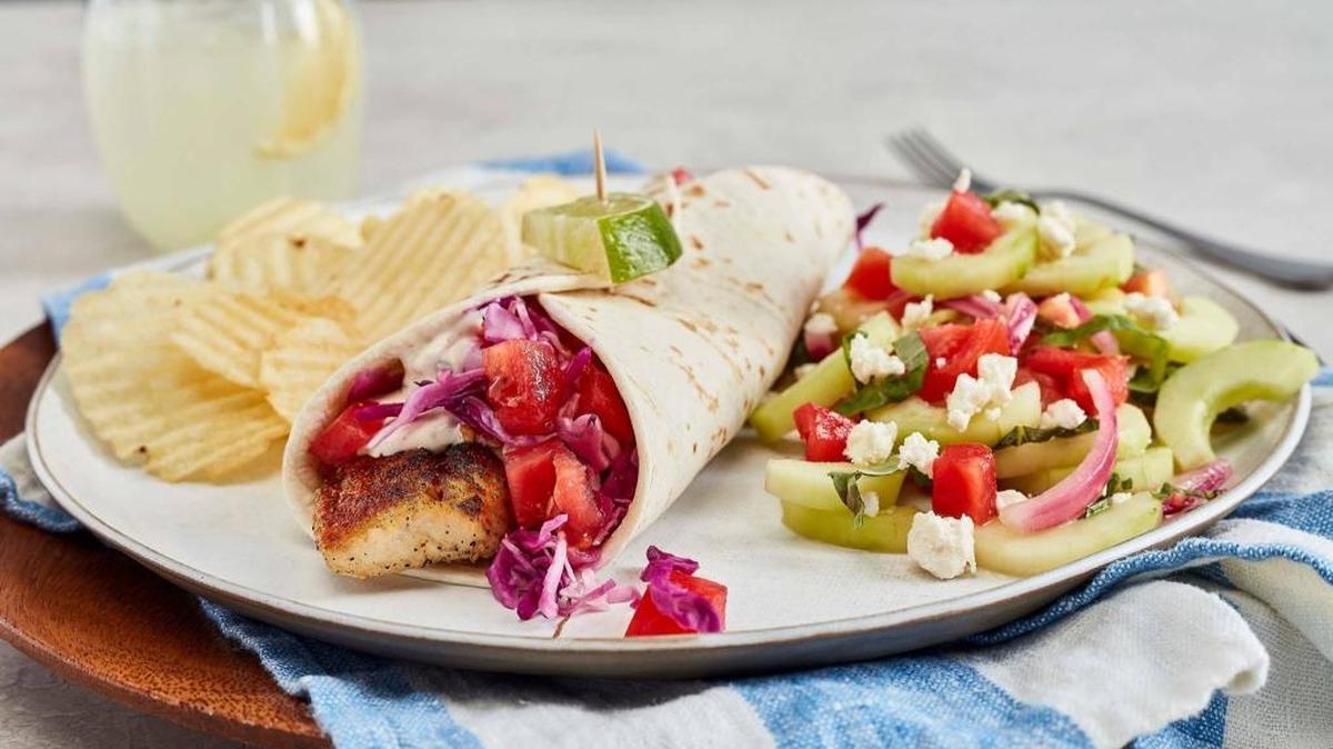 Taziki’s features daily specials. Nosh on a Taziki’s Taco ($8.99) on Thursdays.