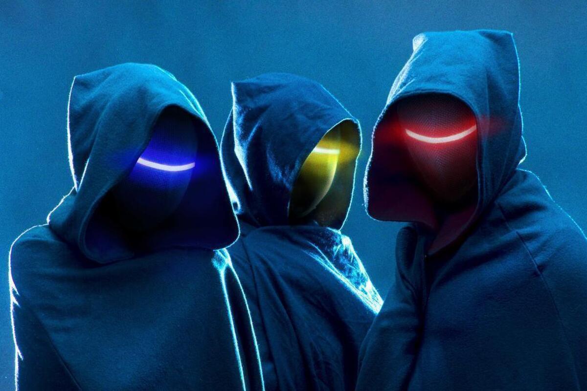From left, Magic Sword members The Seer (guitar), The Weaver (drums) and The Keeper (keyboards).