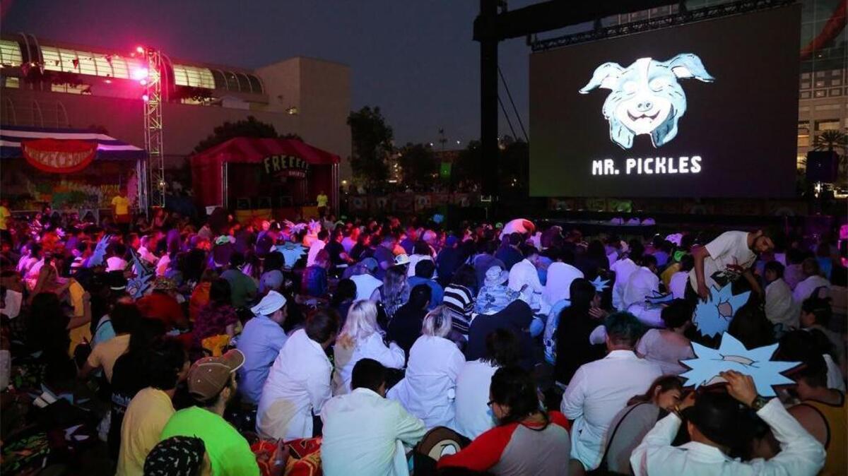 Adult Swim On the Green is where adults can watch cartoons with other adults. This is very cool. Seriously, Mom.