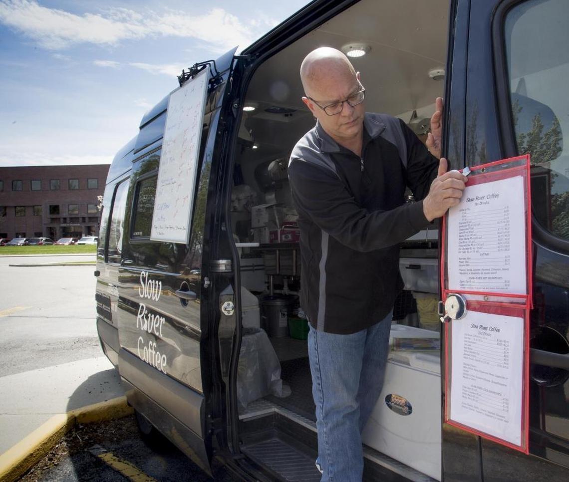In this file photo, Sid Gauby set up his Slow River Coffee truck in the parking lot of the Idaho Statesman, where he regularly serves employees.