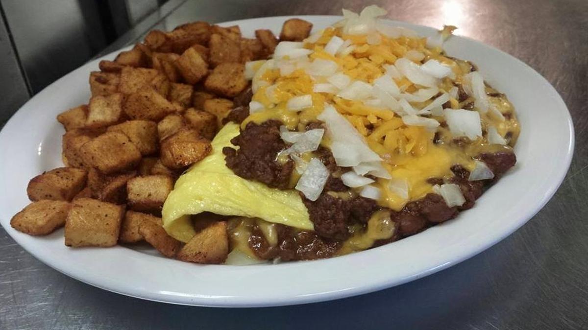 A recent breakfast special at the recently opened Landmark Café was a chili cheese omelet.