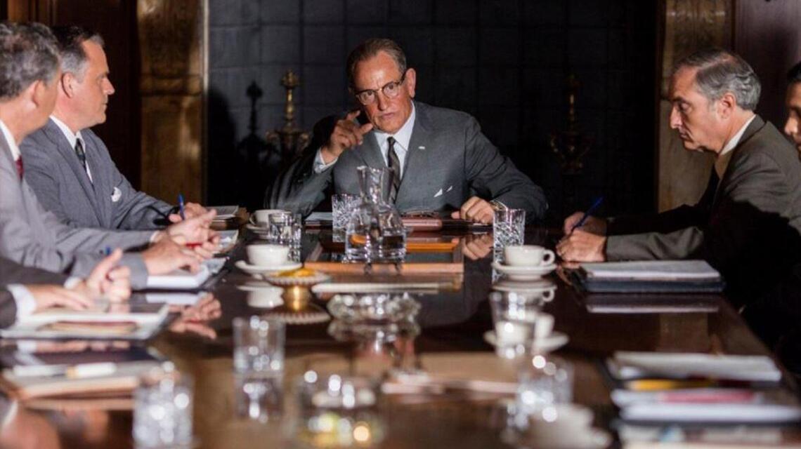 Woody Harrelson tries on the prosthetic ears in ‘LBJ’