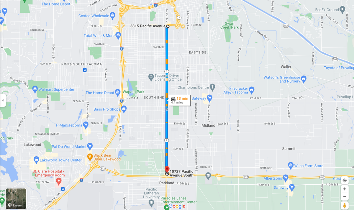 The second area of road works will be on SR 7 and extend from SR 512 up north to South 38th Street in Tacoma.