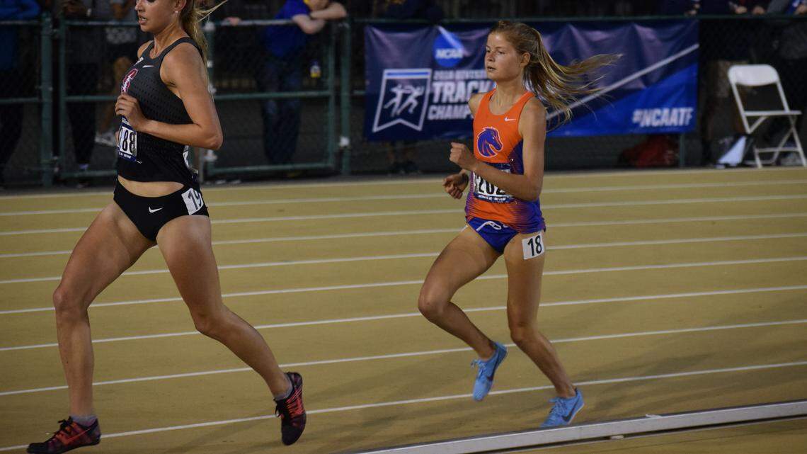 Boise State's Allie Ostrander clocked a 15:27.46 in the women's 5,000 meters to finish second in her heat and qualify for nationals.