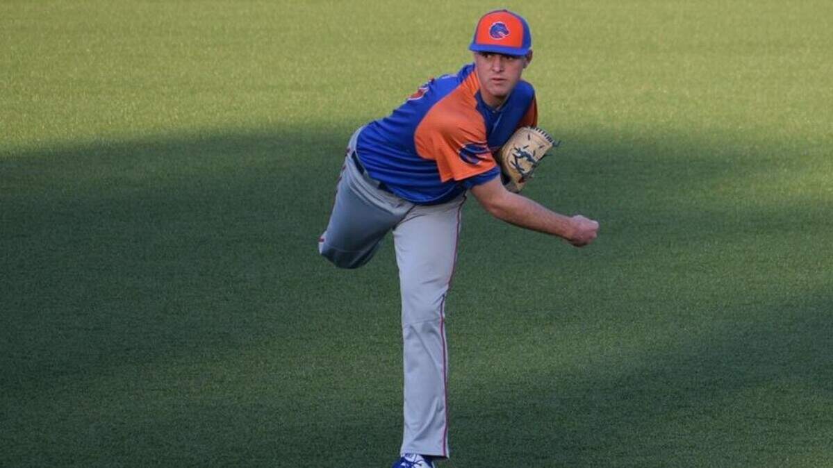 Former Boise State pitcher Jay Baggs warms up before a game last spring. He signed with the Boise Hawks earlier this month.