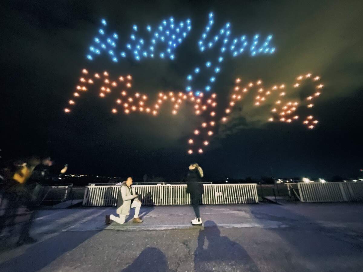 Mark Carter proposed to Haley Turner on April 21 at Expo Idaho at the end of a drone show presented by The Go Agency.