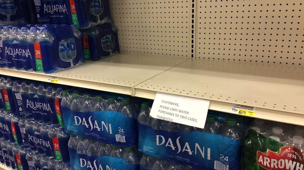 Supply-chain problems have led to empty spaces on supermarket shelves. Signs at Albertsons’ store at 16th and State streets in Boise in September asked customers to limit bottled-water purchases to two cases.