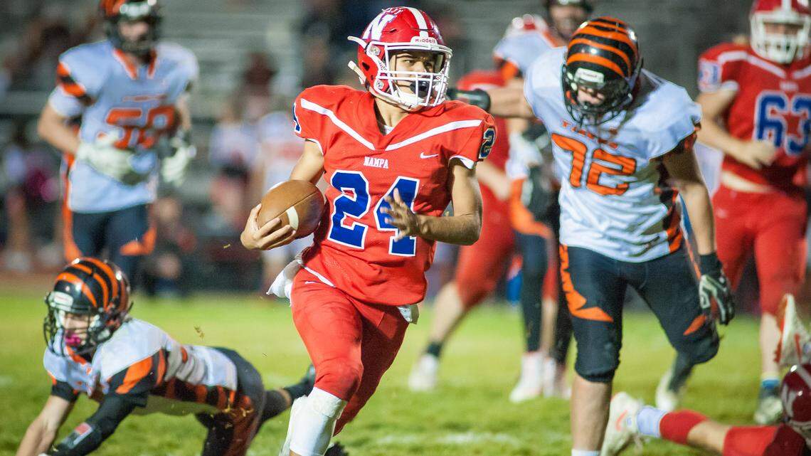Nampa’s Brian Carrillo ran for 143 yards and three touchdowns to lead the Bulldogs to their first playoff win since 2007.