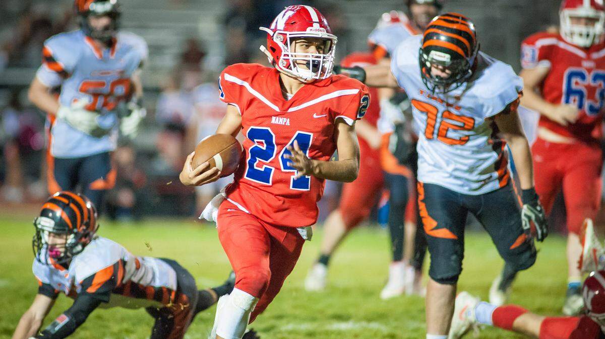 Nampa’s Brian Carrillo ran for 143 yards and three touchdowns to lead the Bulldogs to their first playoff win since 2007.