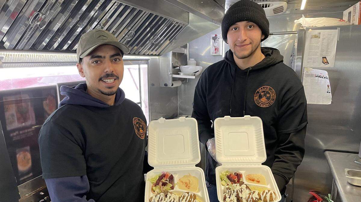 Ali Alaali, left, and Aziz Serhan man the Falafel Co. food truck in Boise, serving up falafel, shawarma, hummus and delicious sauces.
