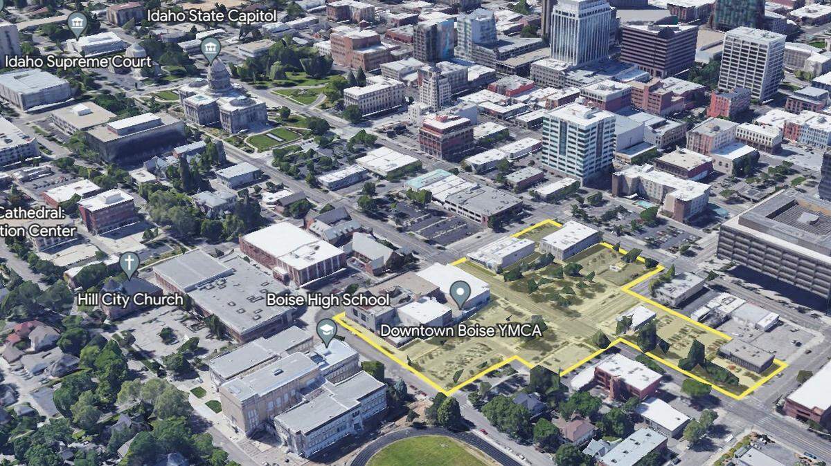 This map highlights the project area in front of Boise High School.