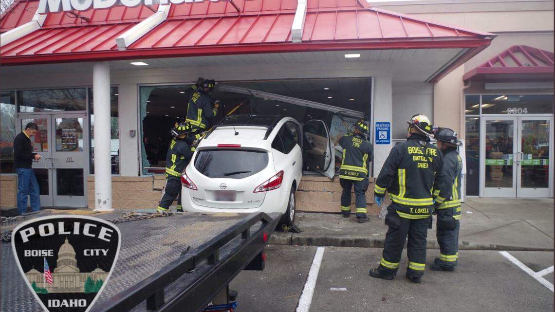 The McDonald’s restaurant, in the 9800 block of Fairview Avenue, sustained serious damage on Tuesday, but Boise PD said only one person suffered minor injuries. 