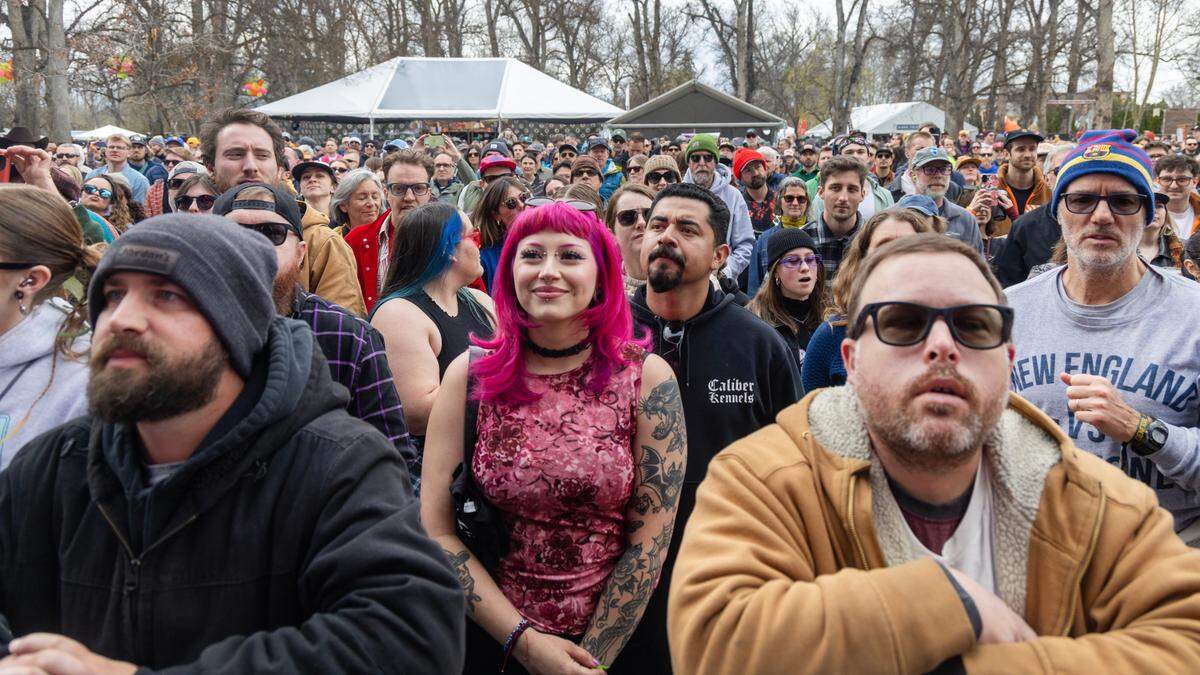 Concertgoers listen to the band Hinds on the Main Stage at the 13th Treefort Music Fest in March.