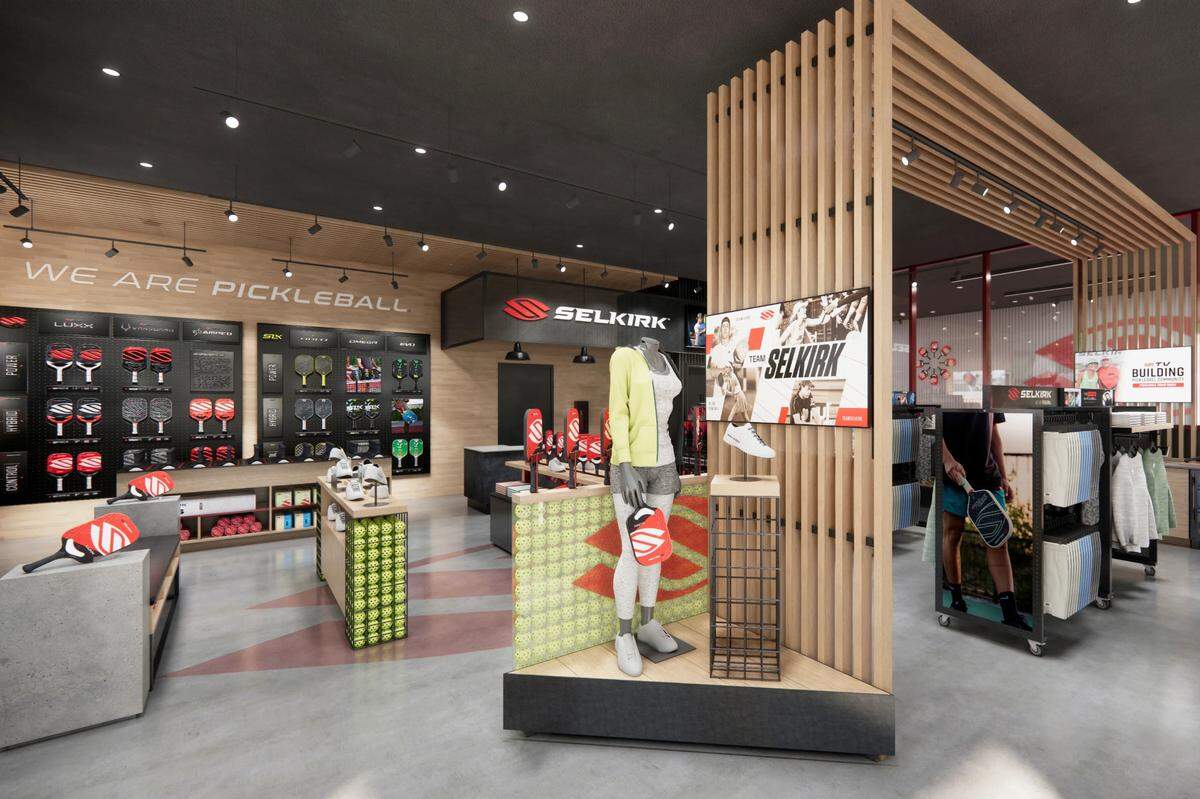 “Our roots run deep in this state,” said Rob Barnes, co-founder and co-CEO of the Selkirk pickleball equipment brand in a news release announcing the April 3, 2025, opening of a new store at 3230 N. Eagle Road in Meridian. This image is a rendering of what the store’s interior would look like.