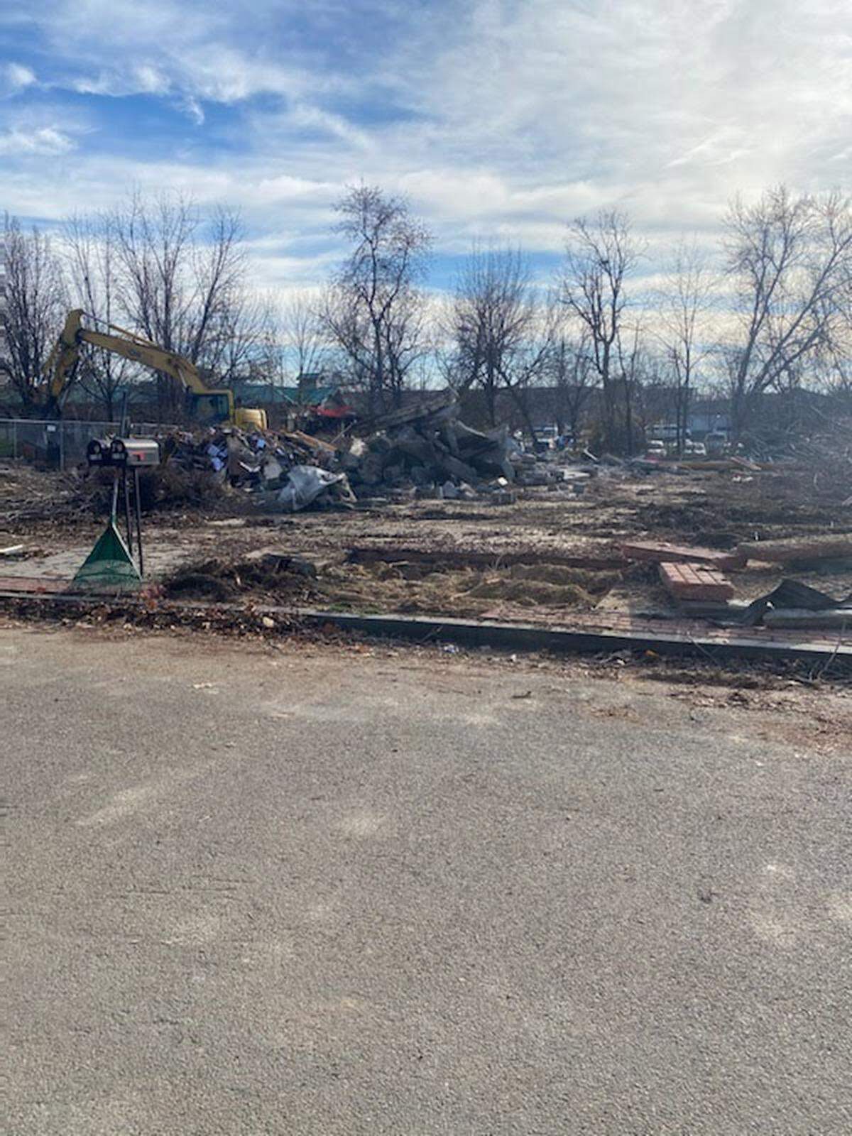 The building that previously housed the Blue Moose Cafe in Eagle was demolished Tuesday. The property was sold to a developer.