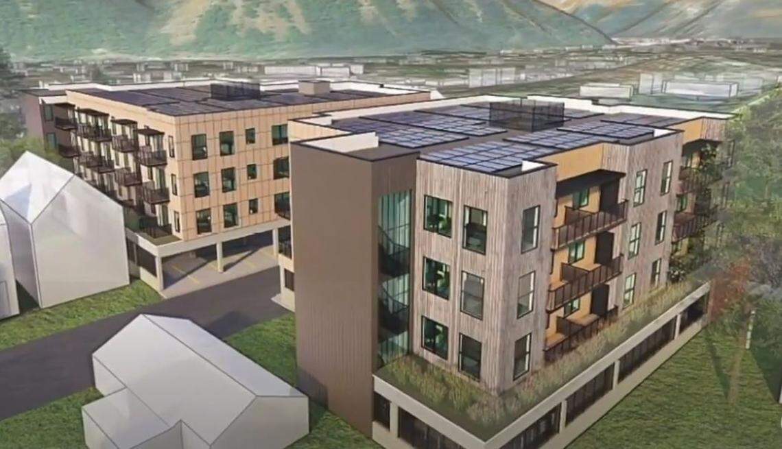 This proposed affordable-housing development, named Bluebird Village, would bring 56 apartments to the current City Hall site in downtown Ketchum, Idaho, which the city would lease to the developers. The project is enabled by federal tax credits for affordable housing.