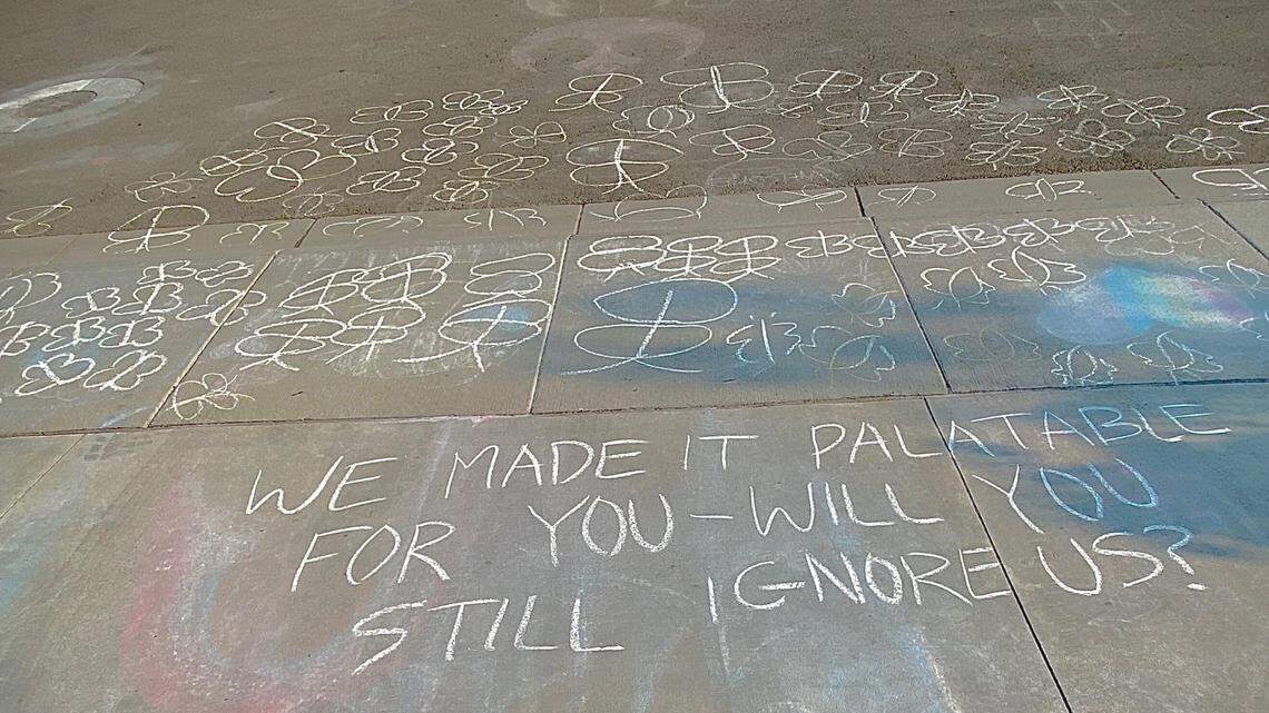 Council Member T.J. Thomson woke up one weekend to drawings of butterflies on the bottom of his driveway from activists mad that he had voted to increase spending for the Boise Police Department. “I think it’s just a tasteless tactic,” he said.