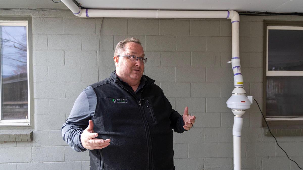 John Hoyne, a Boise contractor and founder of Johnny on the Spot Environmental, said that radon exposure is a public health risk. At right is a radon mitigation system he put in on a house near Boise Towne Square.
