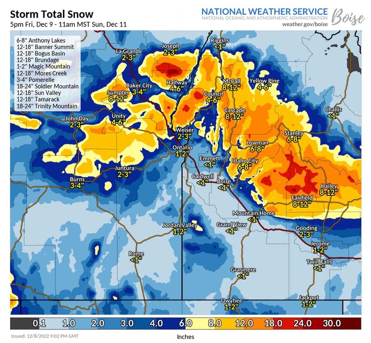 The second system that is moving into Boise will drop less snow as it turns into rain around midday Saturday.