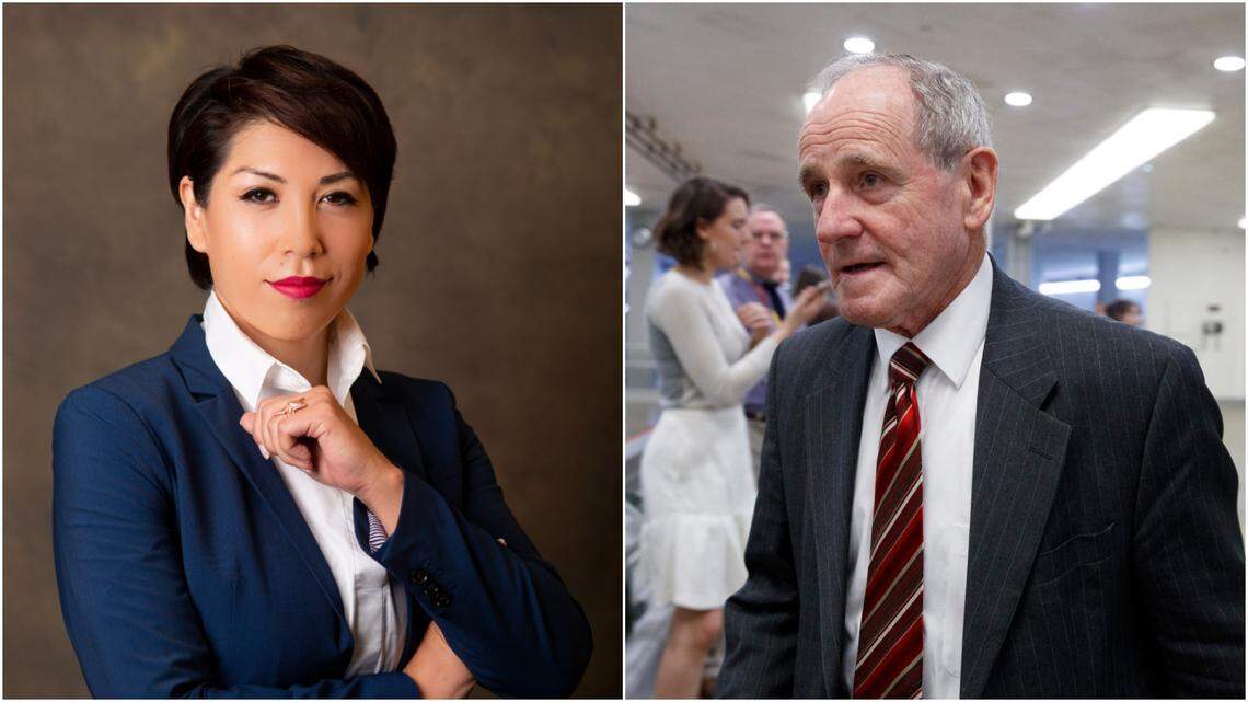 Democrat Paulette Jordan, left, is challenging incumbent Republican U.S. Sen. Jim Risch.