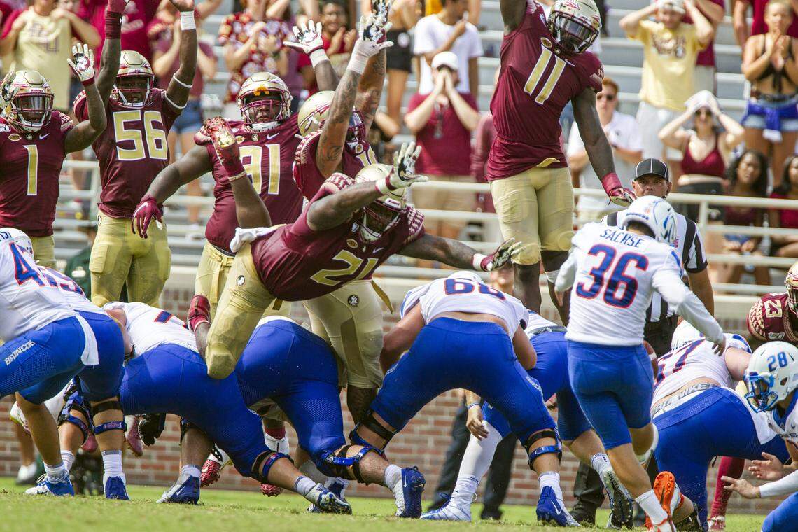 Redshirt senior kicker Eric Sachse tied a Boise State record with five made field goals in the Broncos’ 36-31 win over Florida State on Saturday at Doak Campbell Stadium in Tallahassee, Florida.