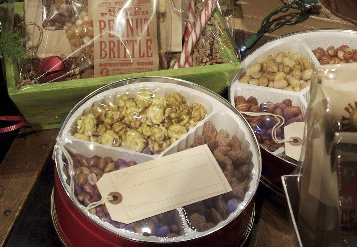 You will find a selection of treats at City Peanut Shop in downtown Boise that make excellent stocking stuffers, says JJ Saldana.