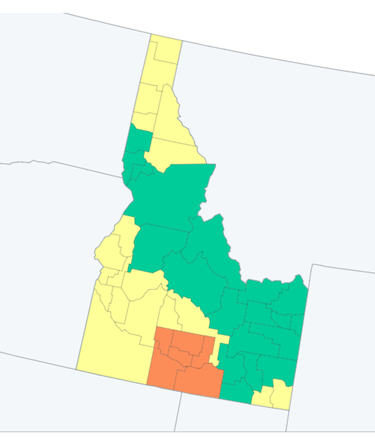 New community risk level maps, which are calculated by the Centers for Disease Control and Prevention based on updated metrics, indicate that residents of the Treasure Valley may no longer need to wear masks this month.