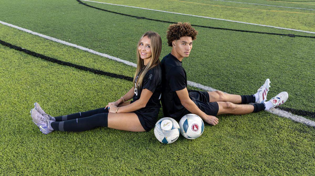 Rocky Mountain's Campbell Wilson, left, and Borah's Isaac Alford were voted the 6A All-Idaho Soccer Players of the Year by the state's coaches.