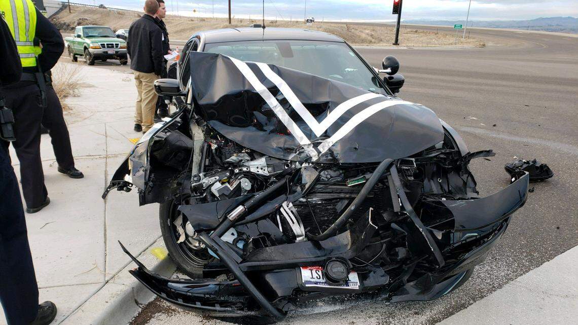 An Idaho State Police trooper was involved in a collision with a semi truck on Gowan Road Wednesday afternoon.