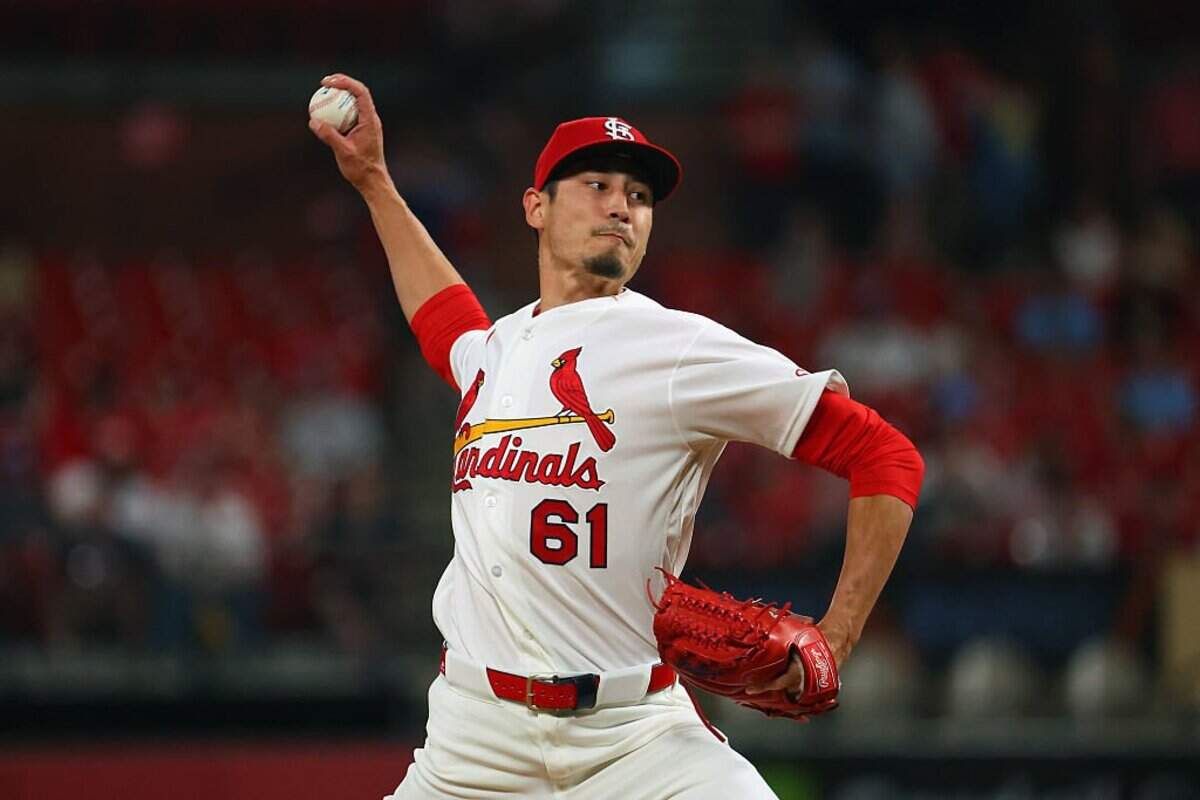 ST LOUIS, MISSOURI - MARCH 31: Riley O'Brien #61 of the St. Louis Cardinals delivers a pitch against the New York Mets in the ninth inning at Busch Stadium on March 31, 2026 in St Louis, Missouri. (Photo by Dilip Vishwanat/Getty Images)
